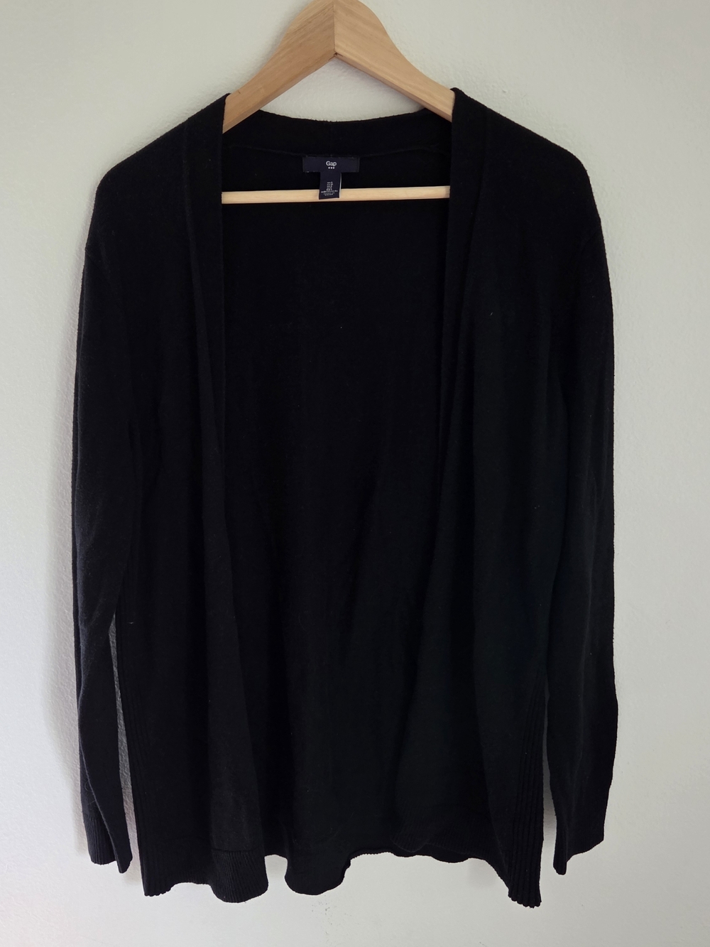 Gap Women's Black Large Open-Front Cardigan Sweater Layering Minimalist Goth